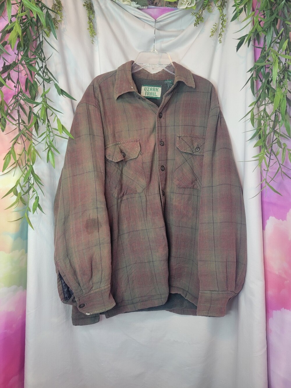 Vintage Ozark Trail Brown Plaid Lightweight Shirt Jacket